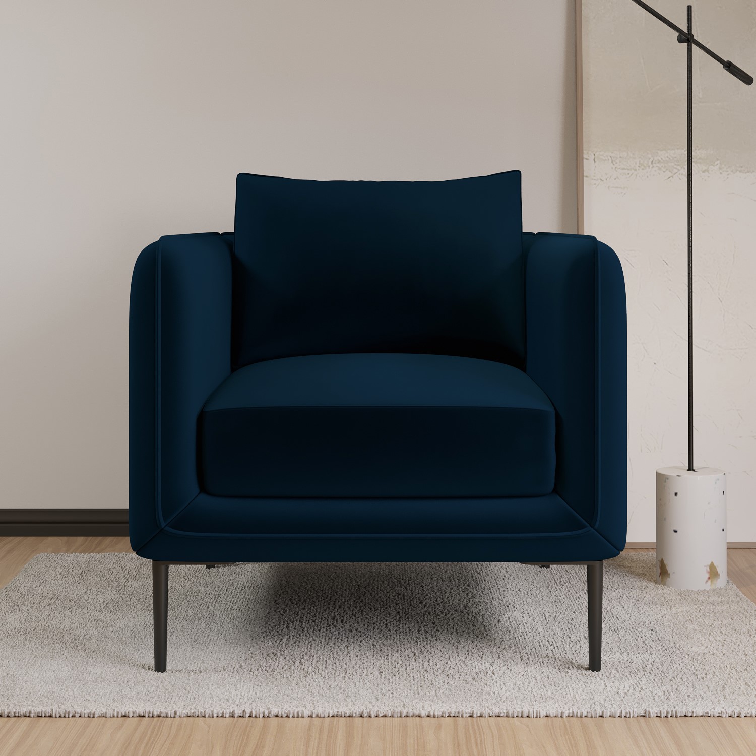 Read more about Navy velvet armchair lenny